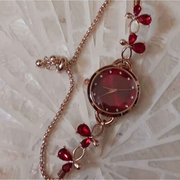 Women's Red Stones Adjustable Watch - Picture 7 of 9